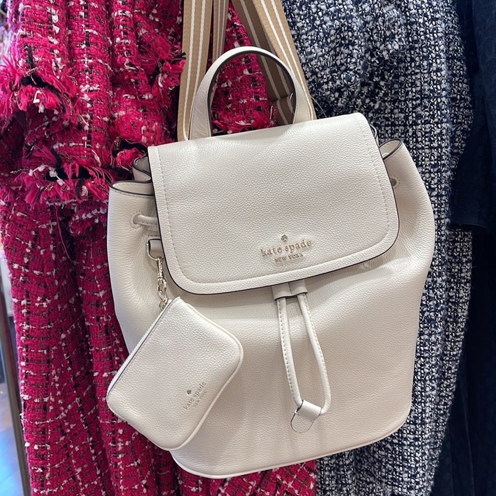 Kate Spade Rosie Medium Flap Backpack 
K8714 pebbled leather Parchment rosie
NWT - Picture 3 of 16